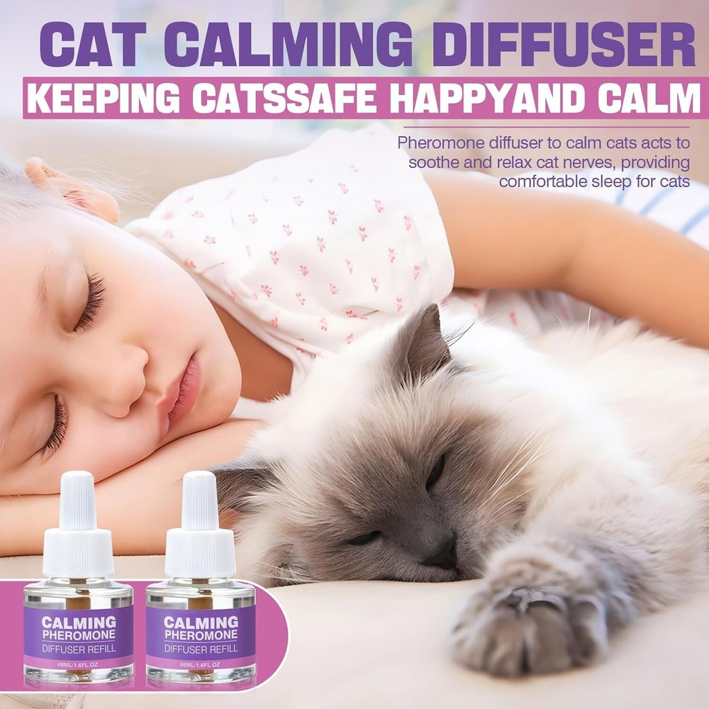 6 Pack Cat Calming Diffuser Refill Set with Pheromones 48ml Each 180 Days