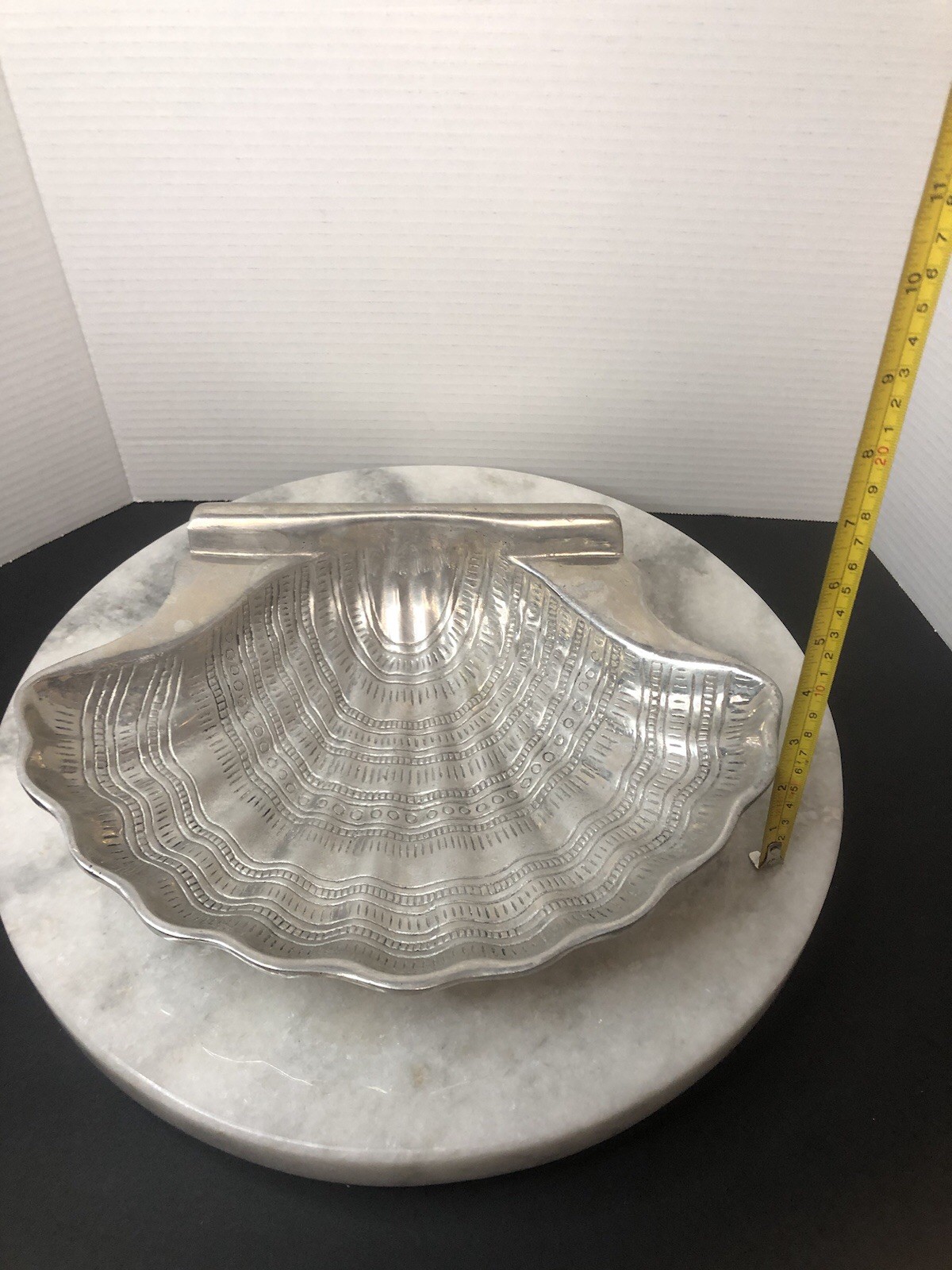 Silver Plated Pewter Nautical Sea Shell Clam Bowl Dish in EUC