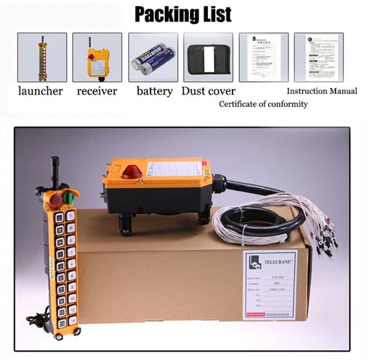 Industrial Crane Remote Control - Wireless 20-Button Radio (Single/Double)