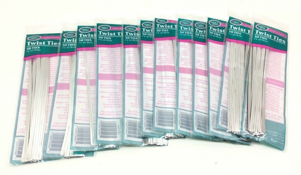 12 - Candymaking Wrap Twist Ties 7" Silver 50 Pack