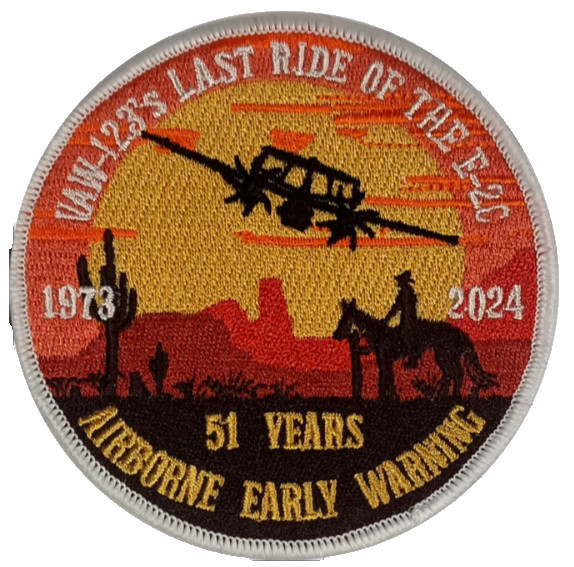 US NAVY PATCH: VAW-123 Airborne Command Control Squadron 123 E-2C Last Ride