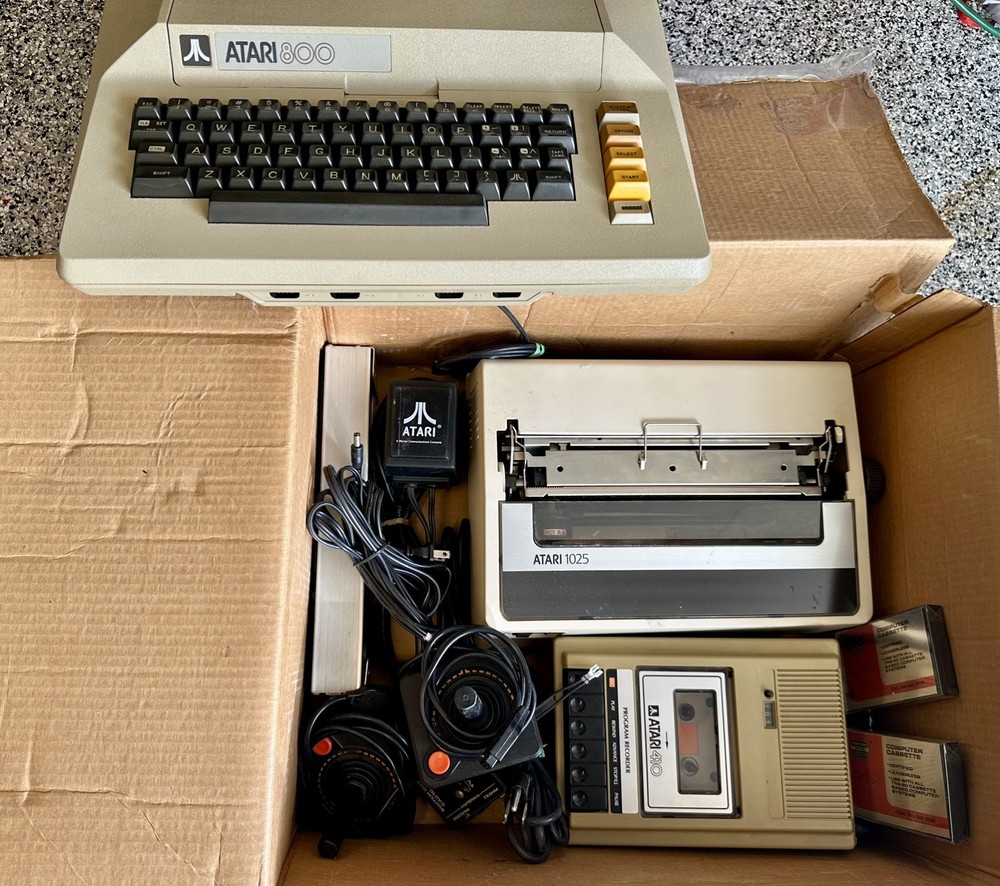 Vintage Atari 800 Computer System, Atari 1025, Atari 410, Atari Games LOT - READ