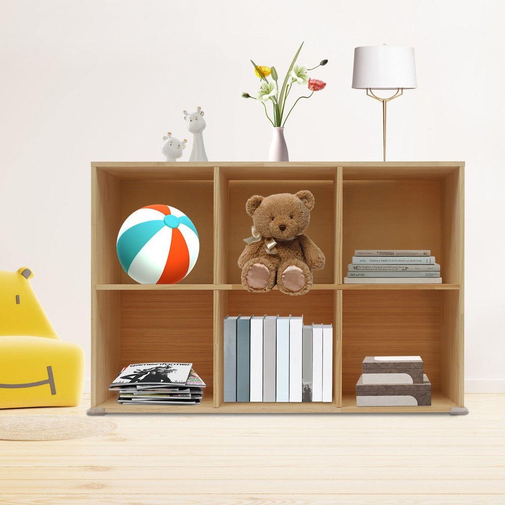 Solid Wood Bookcase with 6 Cubes - Stylish Storage & Elegant Design