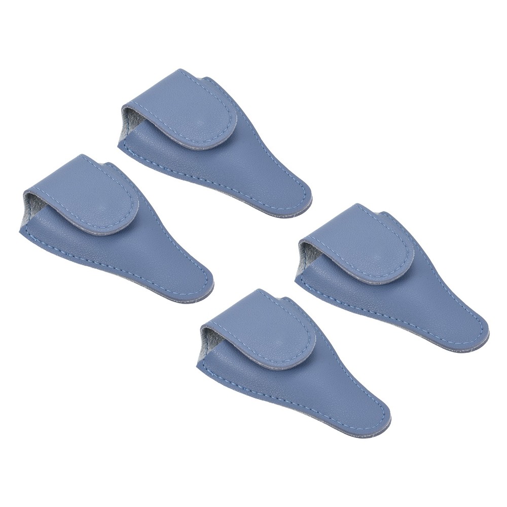 4Pcs 4.5"x2.6" PU Leather Embroidery Scissors Sheath Protective Cover Light Blue