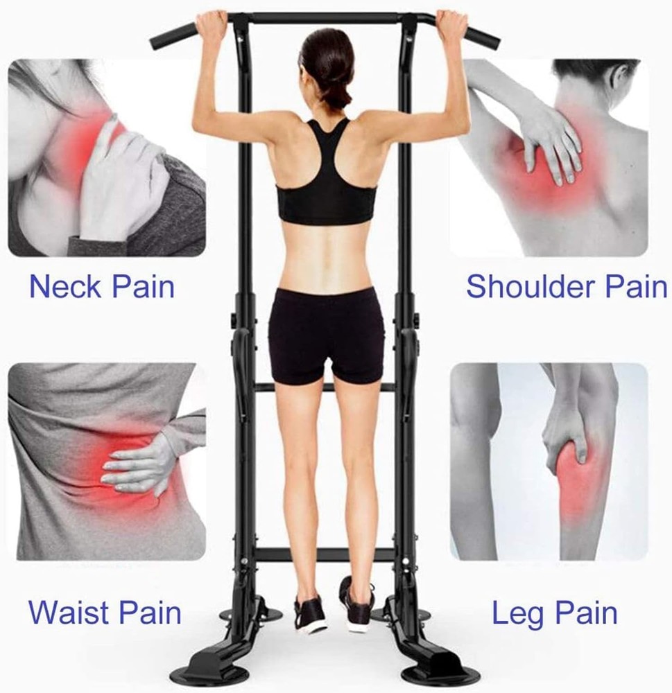 Power Tower Adjustable Height Pull Up & Dip Station Multi-Function Home Stren...