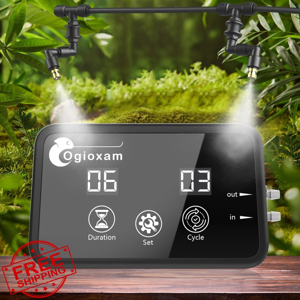 Ogioxam Automatic Reptile Mister System, Smart Misting, 2 Nozzles