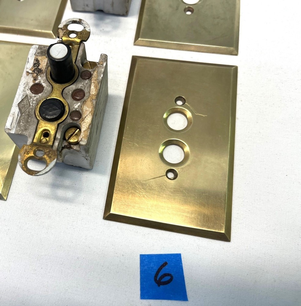ONE ONLY Brass Push Button Switch Plate Diamond H w/ 1 single pole switch TESTED