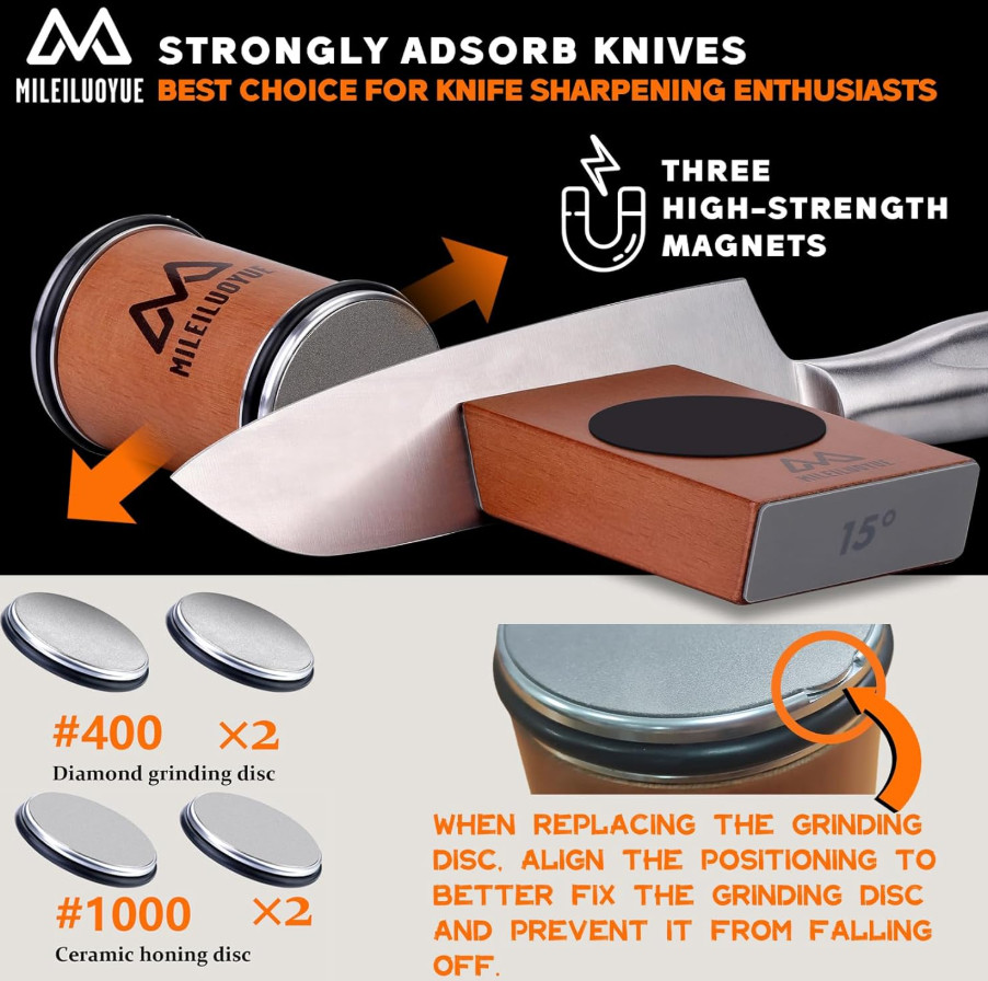 Rolling Knife Sharpener Set Diamond Ceramic Discs Professional Sharpening Kit US