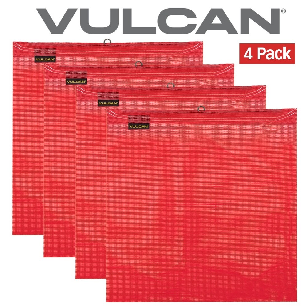 VULCAN Safety Flag - Wire Loop -18" x 18", 4 Pack - Vinyl Coated Polyester