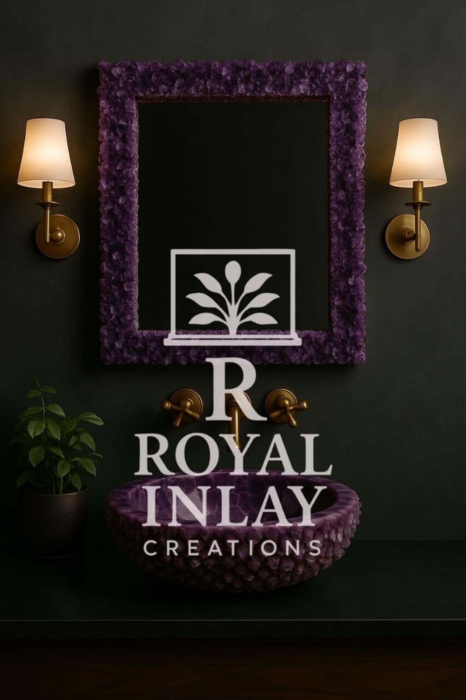 Rectangular Luxury Amethyst Mirror Frame, Prime Quality Mirror Hallway Decor