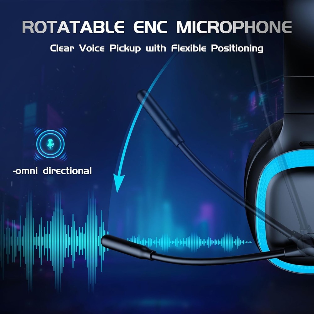 Comfortable Over-Ear Gaming Headset for PS5 & Multi-Platform - 2.4GHz Wireless