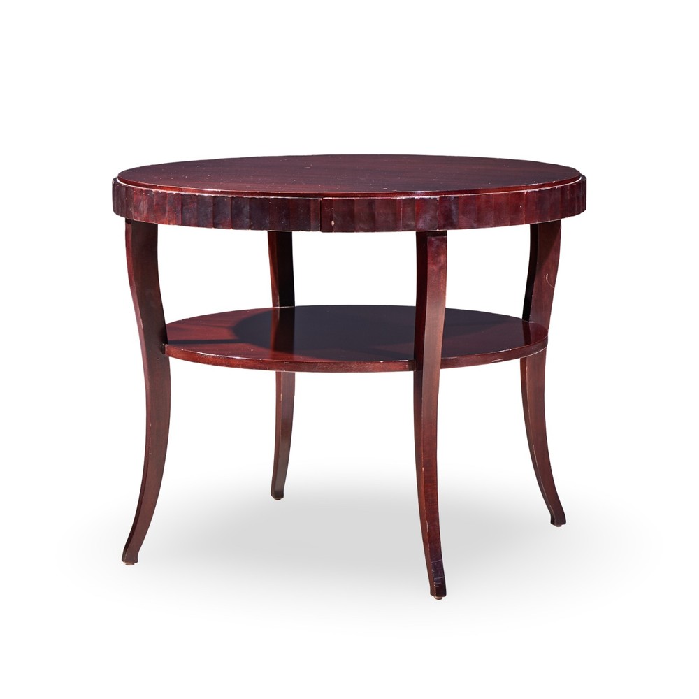 Barbara Barry for Baker Mahogany Fluted Edge Side End Table - Pair