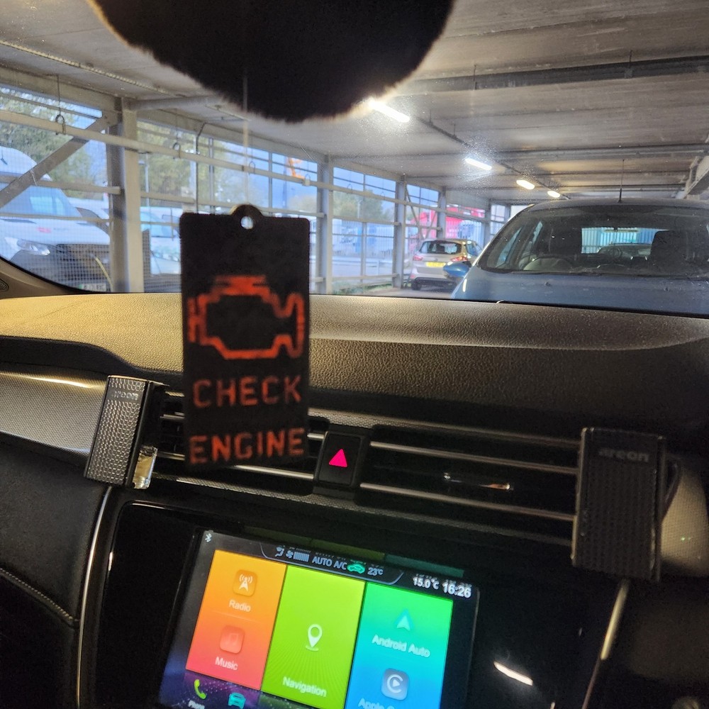 Check Engine Light Hanging Badge – Fun Interior Ornament