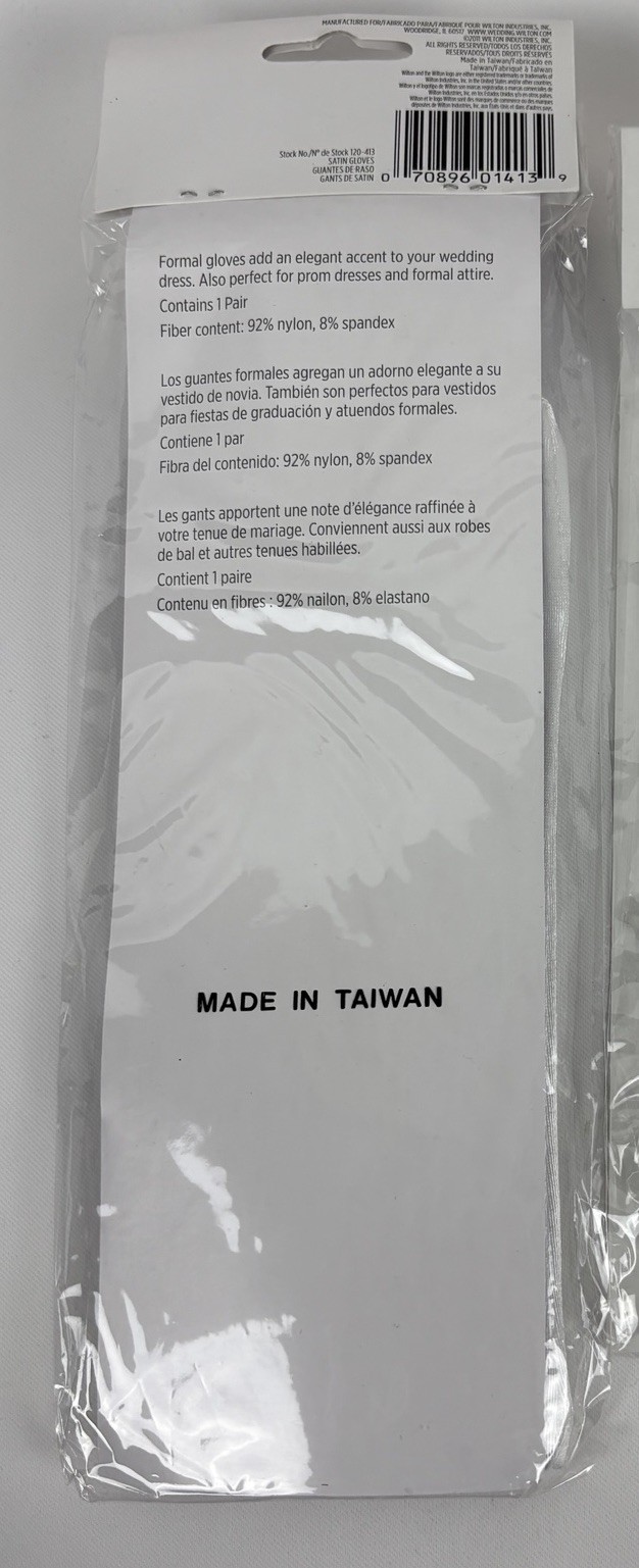 Wilton Girls White Satin Gloves Flower Girl/First Communion/Halloween