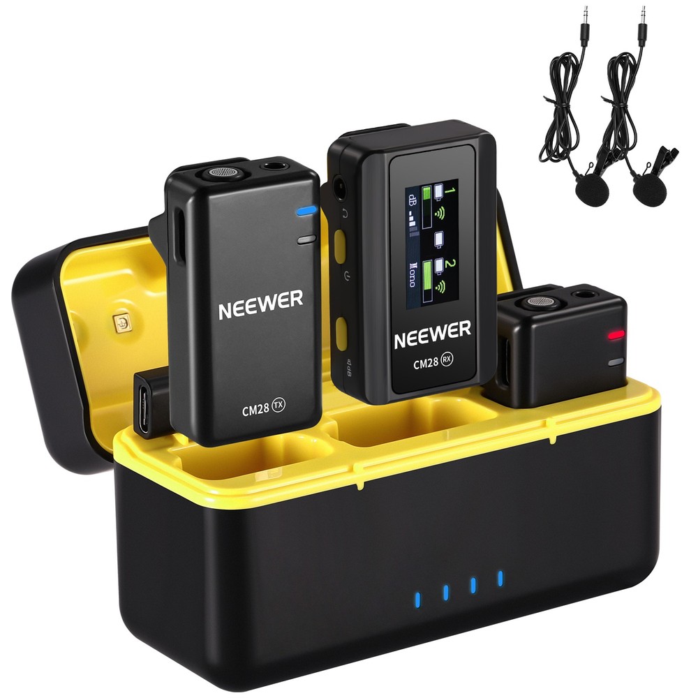 NEEWER CM28D Wireless Mic - 4GB, 9H Playtime, for iPhone/Android/PC