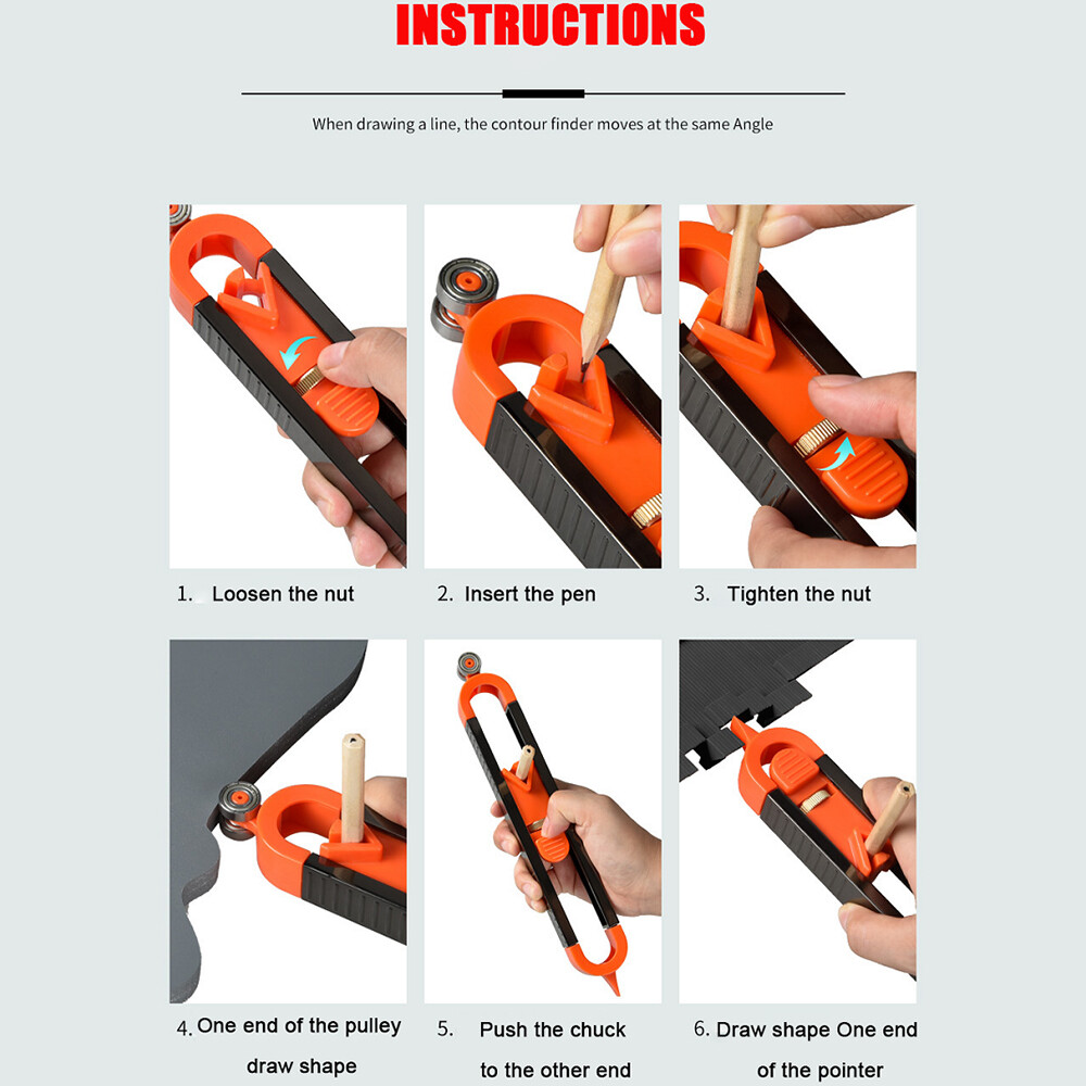 Precise Contour Gauge with Lock Profile Scribing Ruler Carpenter Measuring Tool