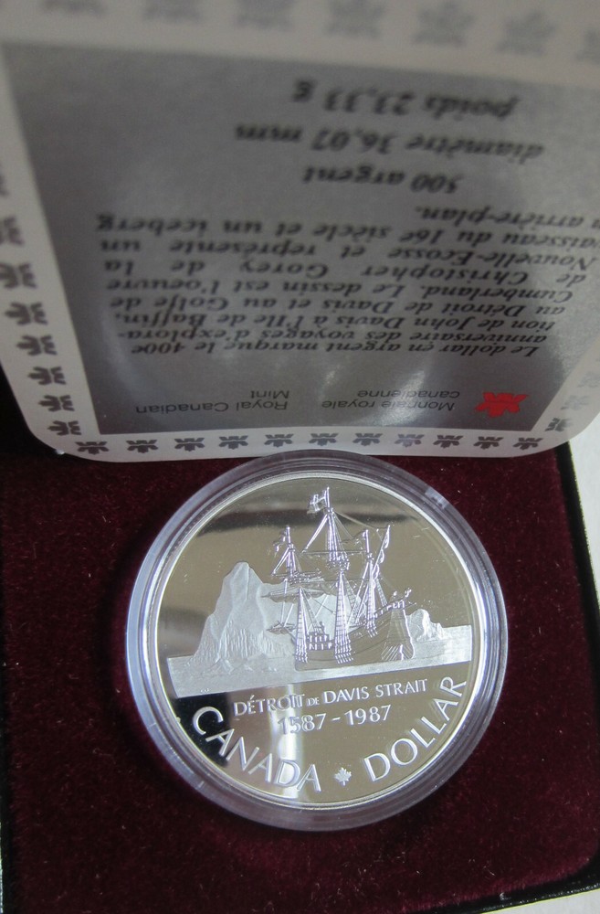 1987 Canada 400th ANNIVERSARY JOHN DAVIS Proof Silver Dollar. UNC. Mint (DPRJ9)