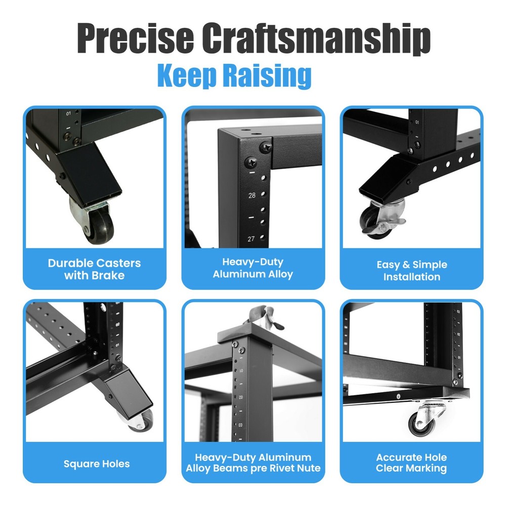 28U 4 Post Open Frame 19" Data Network Desktop 24in Deep Server/Audio Rack 800MM