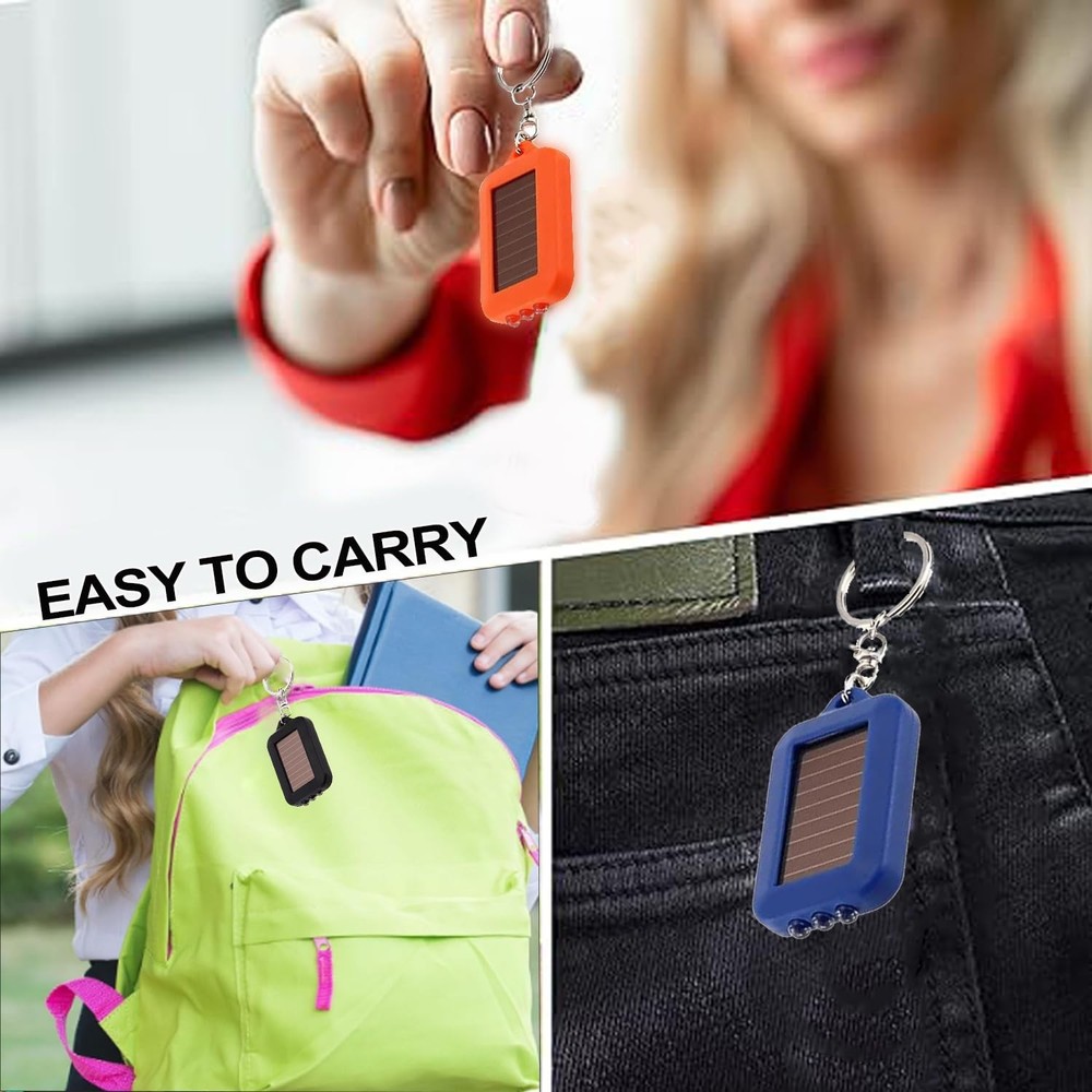 6 Pack Solar Keychain Flashlights, No Battery Needed, Press to Light - Instan...