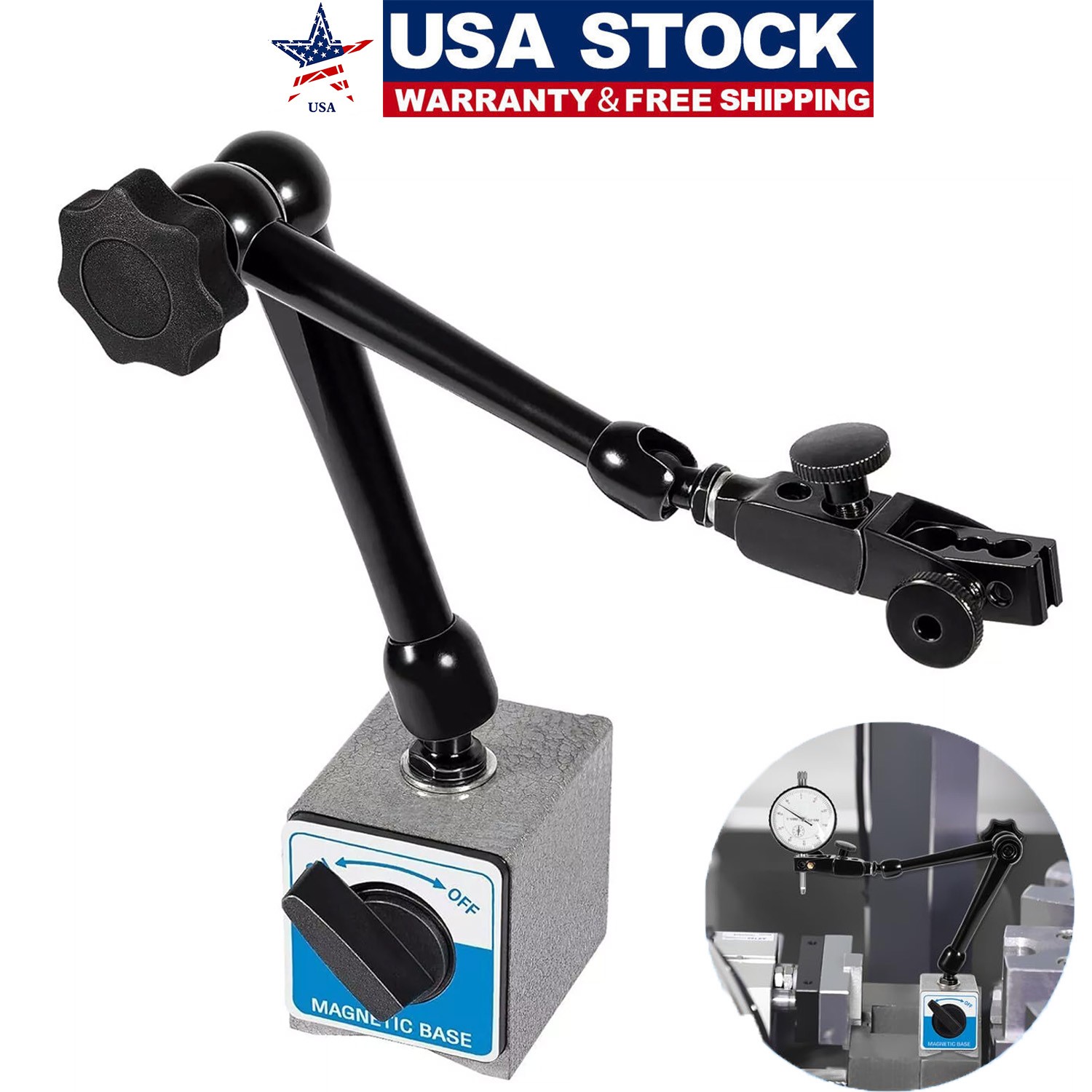 DG61003 For Noga Dial Gage Test Indicator Holder Magnetic Base 176lb Fine Adjust