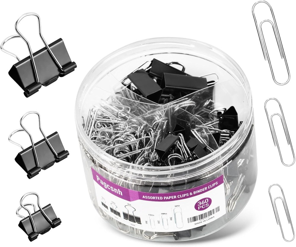 Paper Clips and Binder Clips Assorted Sizes, Lar Medium Small Size