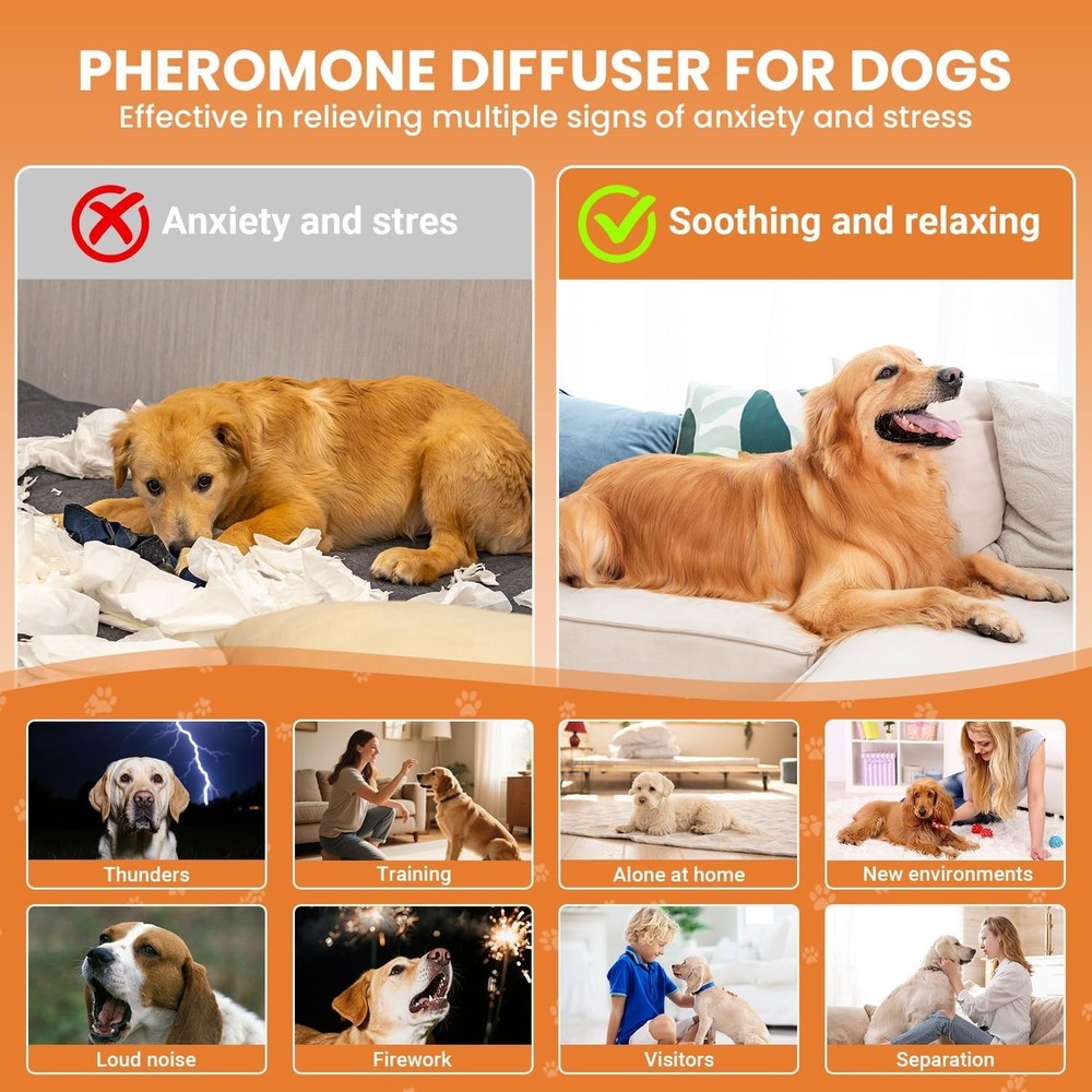Dog Calming Diffuser, 4 in 1 Puppy Pheromones Calming DiffuserRelaxing Solution