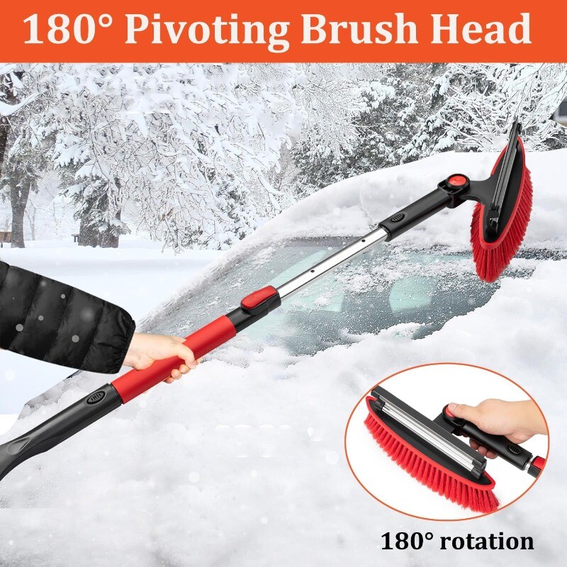 CarCarez Extendable Snow Brush with Ice Scraper Squeegee Auto Snow Ice Removal