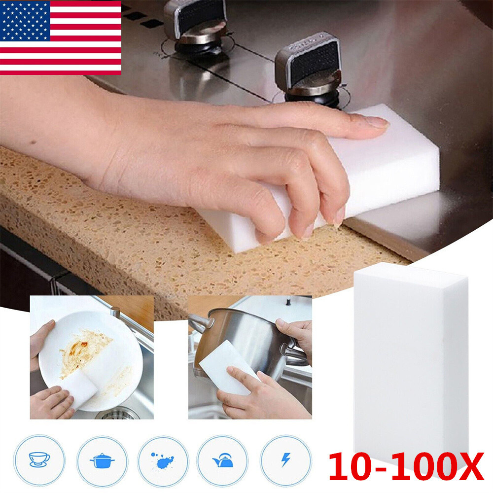 10-100Pcs Magic Sponge Eraser Cleaning Multi-function Foam Melamine Cleaner US