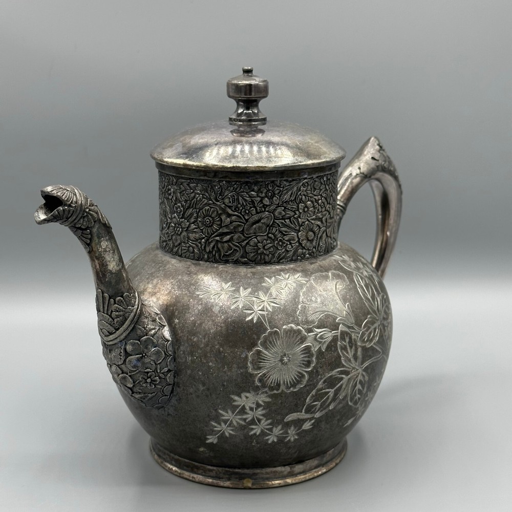 E.G. Webster & Son Floral Silver Plated Teapot