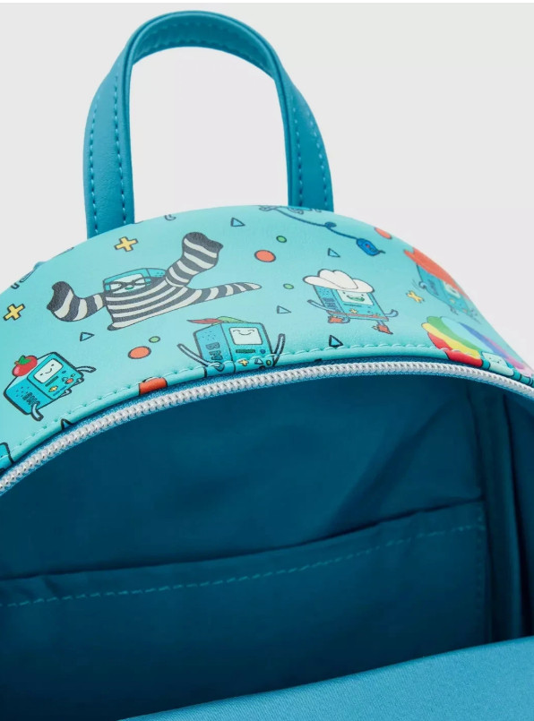 Loungefly Mini Backpack: ADVENTURE TIME All Over Print Blue Green BMO Poses