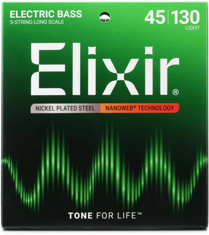 Elixir Strings 14202 Nanoweb Light Long Scale 5-String Electric Bass Strings