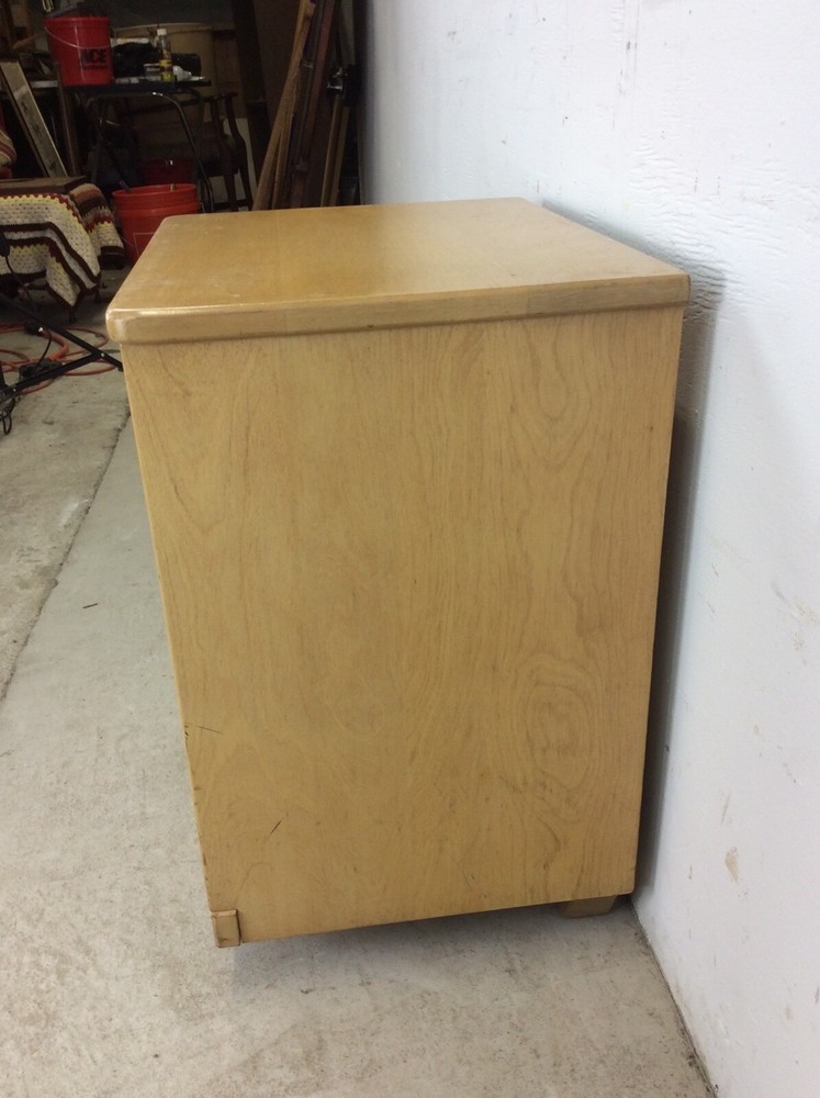 Mid Century Modern Maple Nightstand with One Drawer