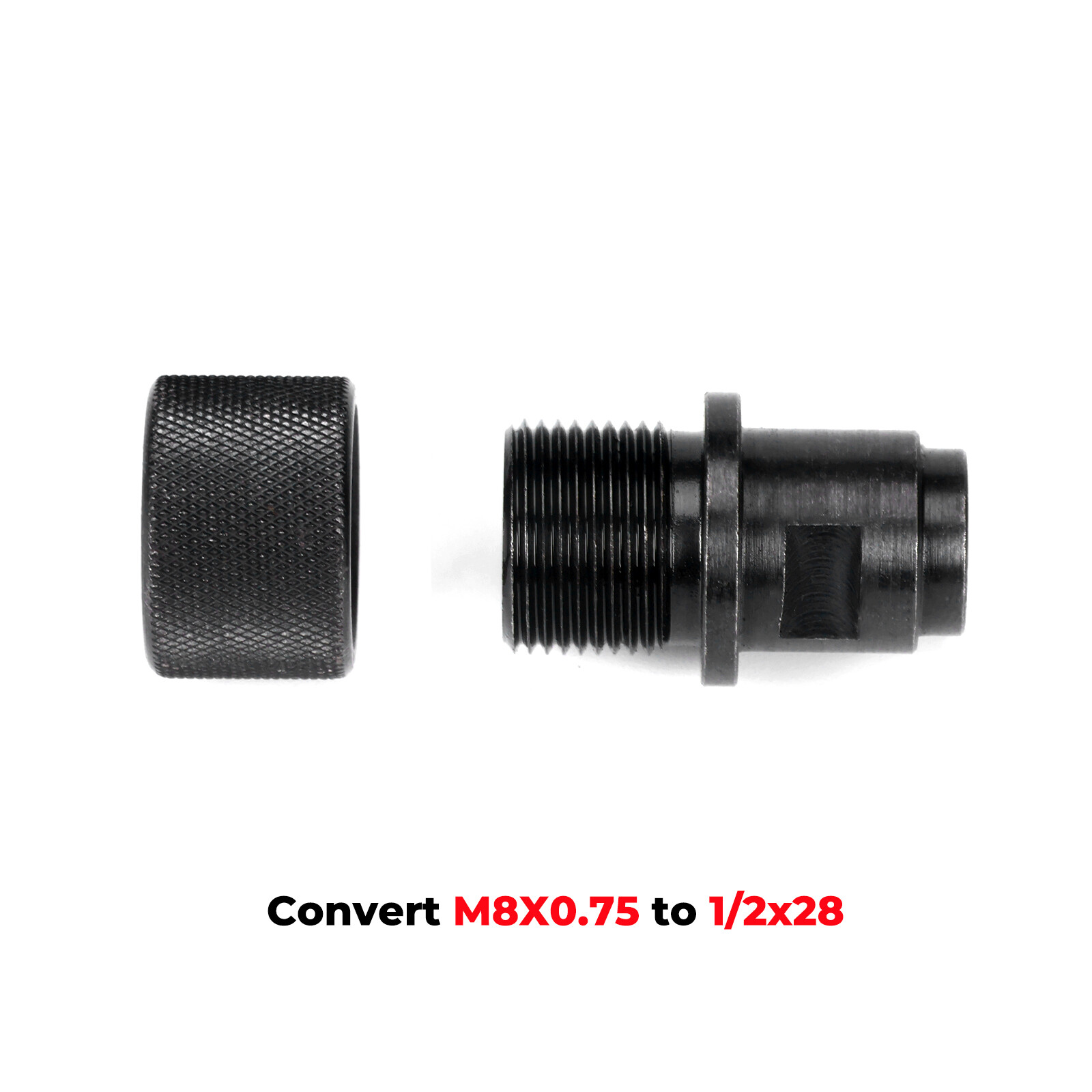Adapter Female M8x0.75 To 1/2x28 Male For Walther P22 S&W M&P22