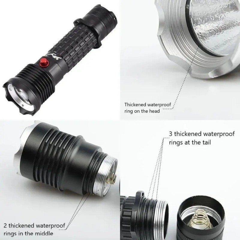 Professional Diving Flashlight Rechargeable Torch IPX8 Underwater Diving Torch