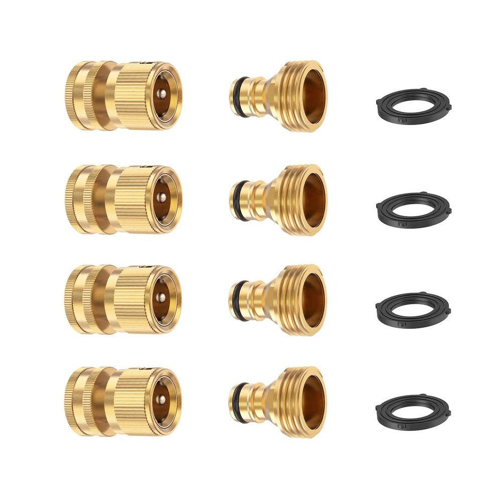 FINEST+ Garden Hose Quick Connector, Solid Brass 3/4 Inch Thread Fitting No-L...