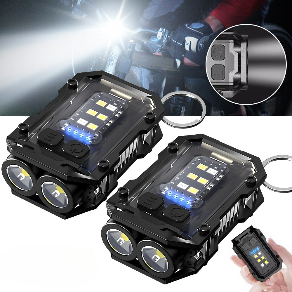 2-4x Mini Keychain Flashlight Pocket Torch Rechargeable EDC LED COB Light Lamp