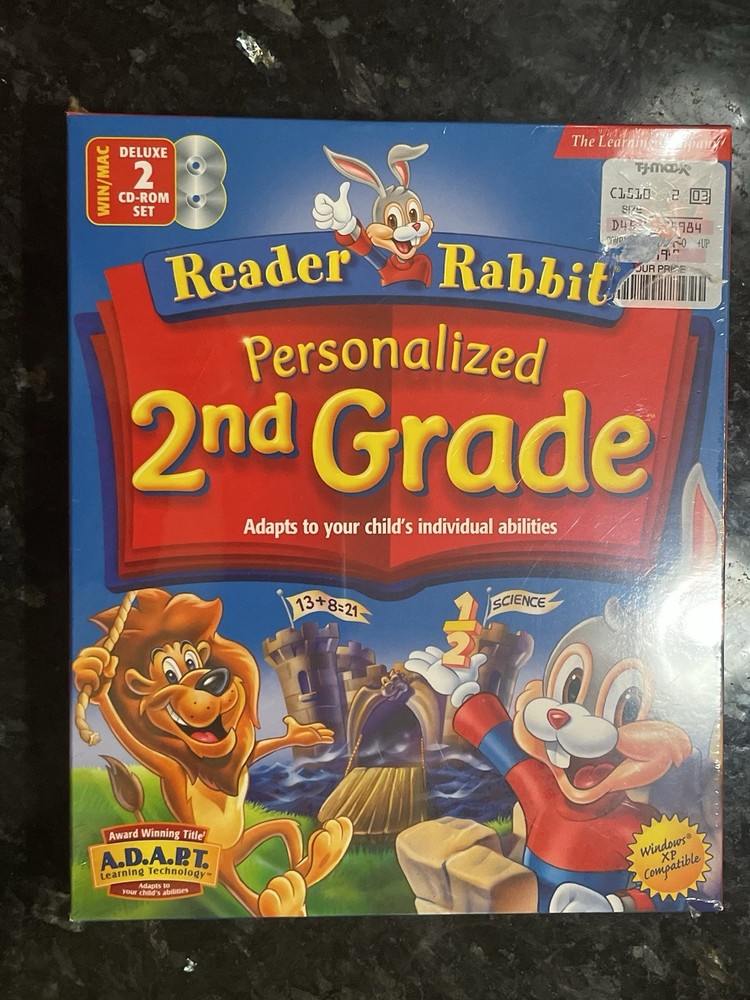 Reader Rabbit Deluxe 2 Cd Personalized 2nd Grade Reading Spelling Math Sealed
