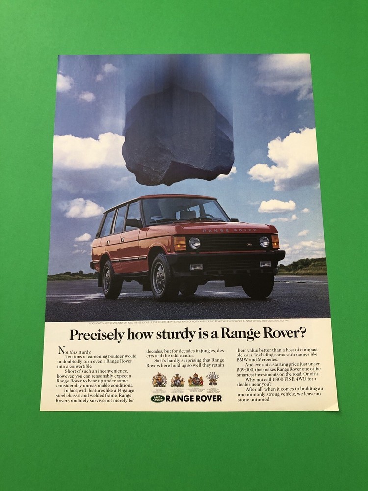 1991 1992 RANGE ROVER ORIGINAL VINTAGE PRINT AD ADVERTISEMENT