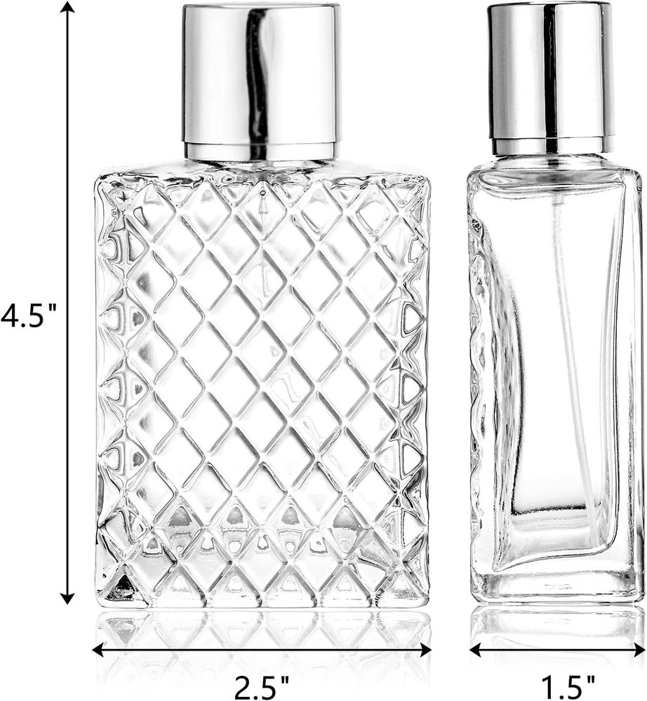 6 Pack Refillable Spray Bottles Perfume Atomizer, 100ML 3.4Oz Glass Empty Fine M