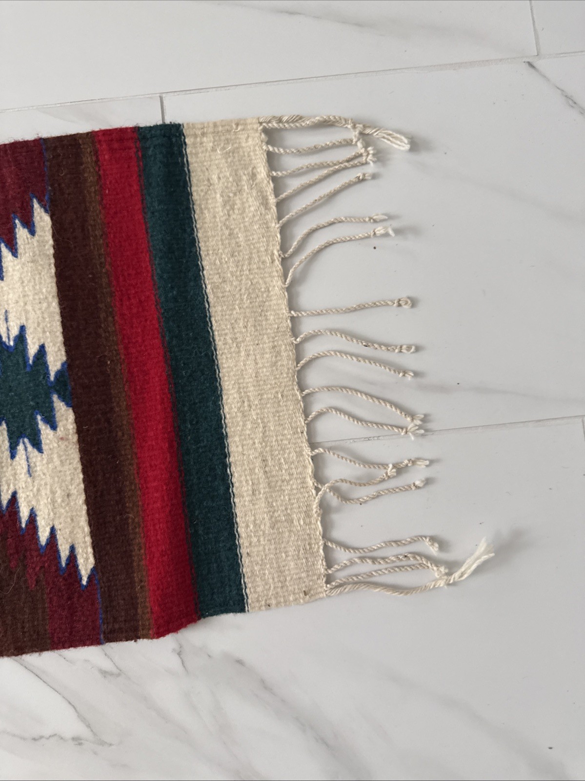 Mexican Wool Rug Runner Aztec Southwestern Navajo Style 6ft Rustic Lodge Native