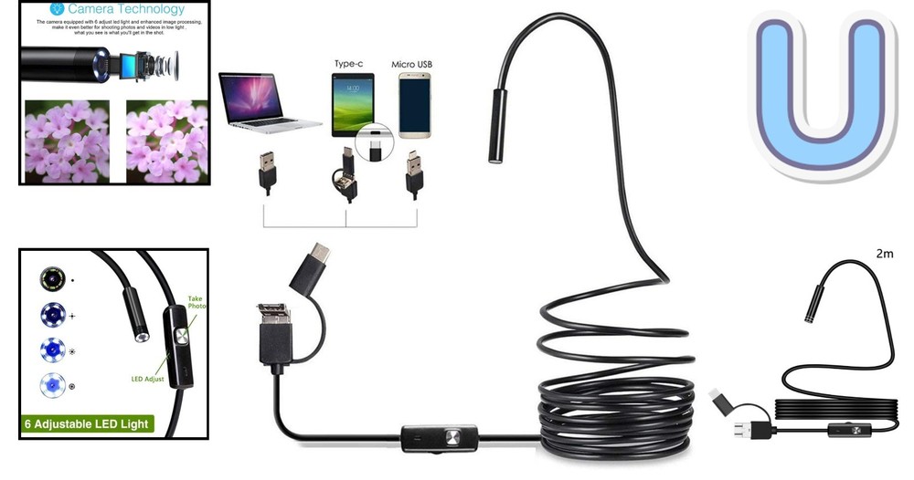 6 LED Waterproof Endoscope with USB Connectivity - Perfect for Maintenance Needs