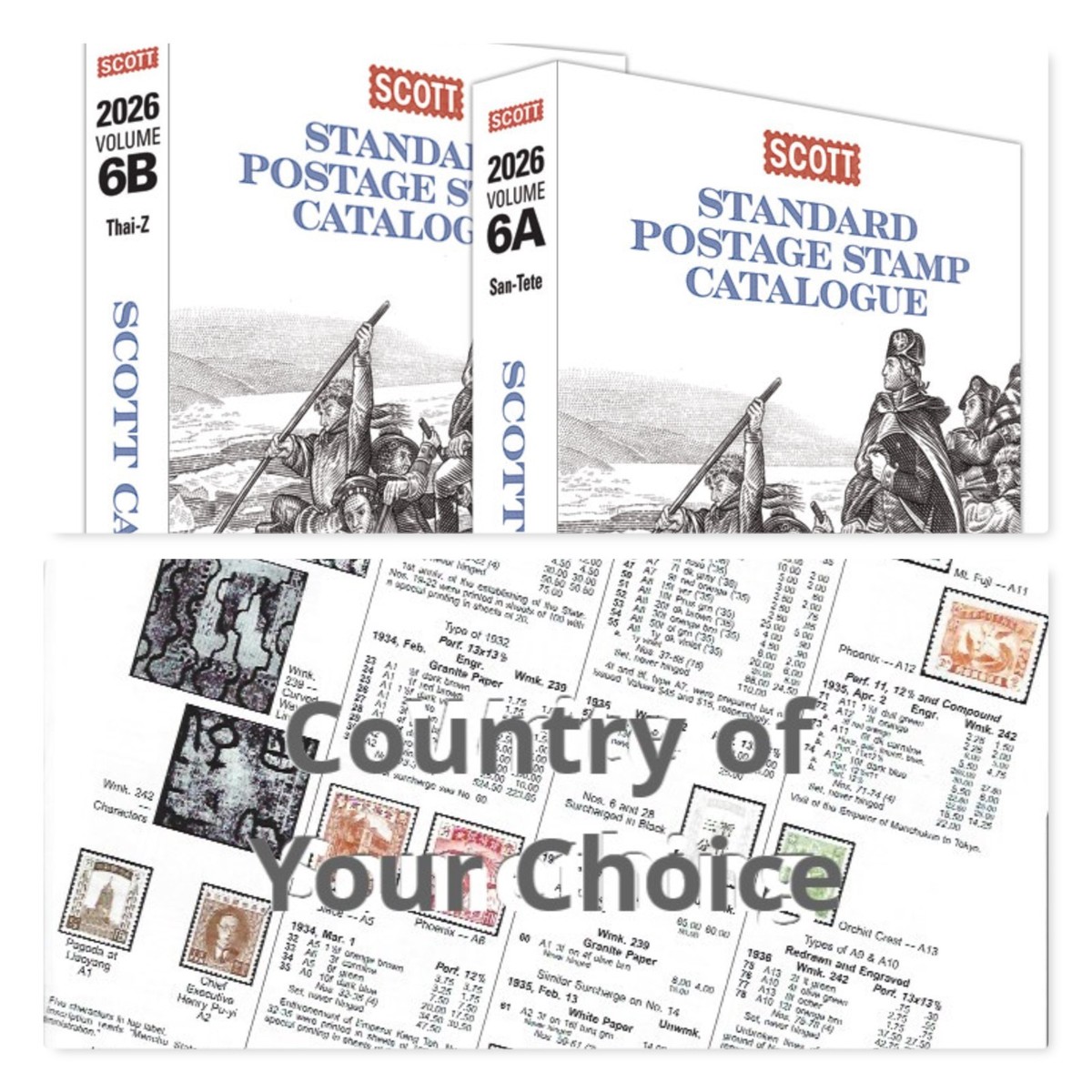 Country Pages from 2026 Scott Standard Postage Stamp Catalog 6A-6B FREE US SHIP