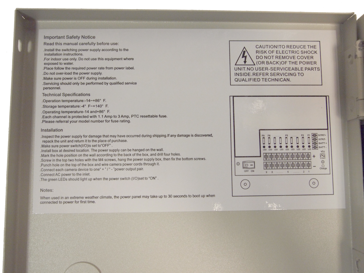 8 Channel Port 12 Volt DC CCTV Power Supply Distributed Box for Security Camera
