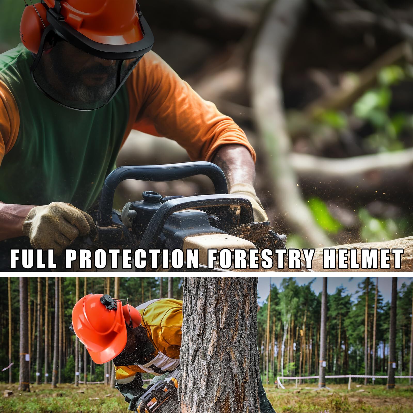 Forestry Helmet with Face Visor and 25.9 dB SNR Ear Protection
