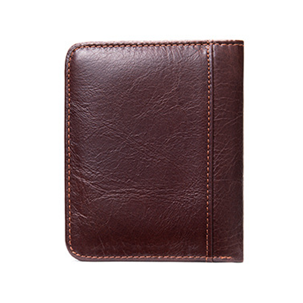 Mens Leather Bifold Wallet RFID Blocking Vertical Horizontal Brown