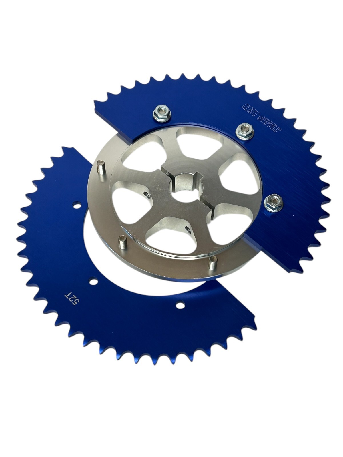 Split Aluminum Sprocket for 420 or 40 Chain. Multiple Sizes Available. Blue