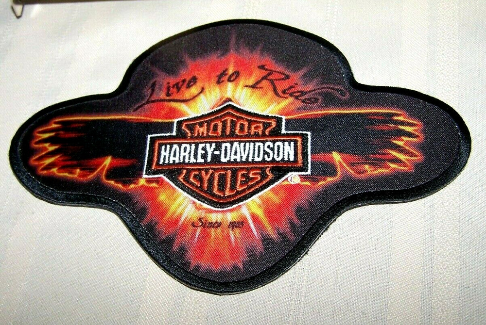 Harley Davidson Custom Eagle Fire Flame Black Orange Back Vest Patch 8 x 5