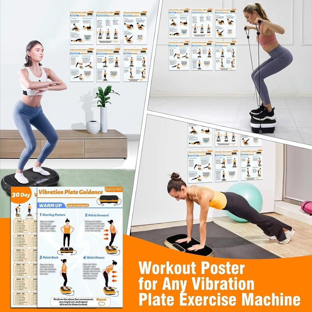 Vibration Plate Exercise Machine Poster - 6 Workout Guidance & 2 Pcs Planner,...