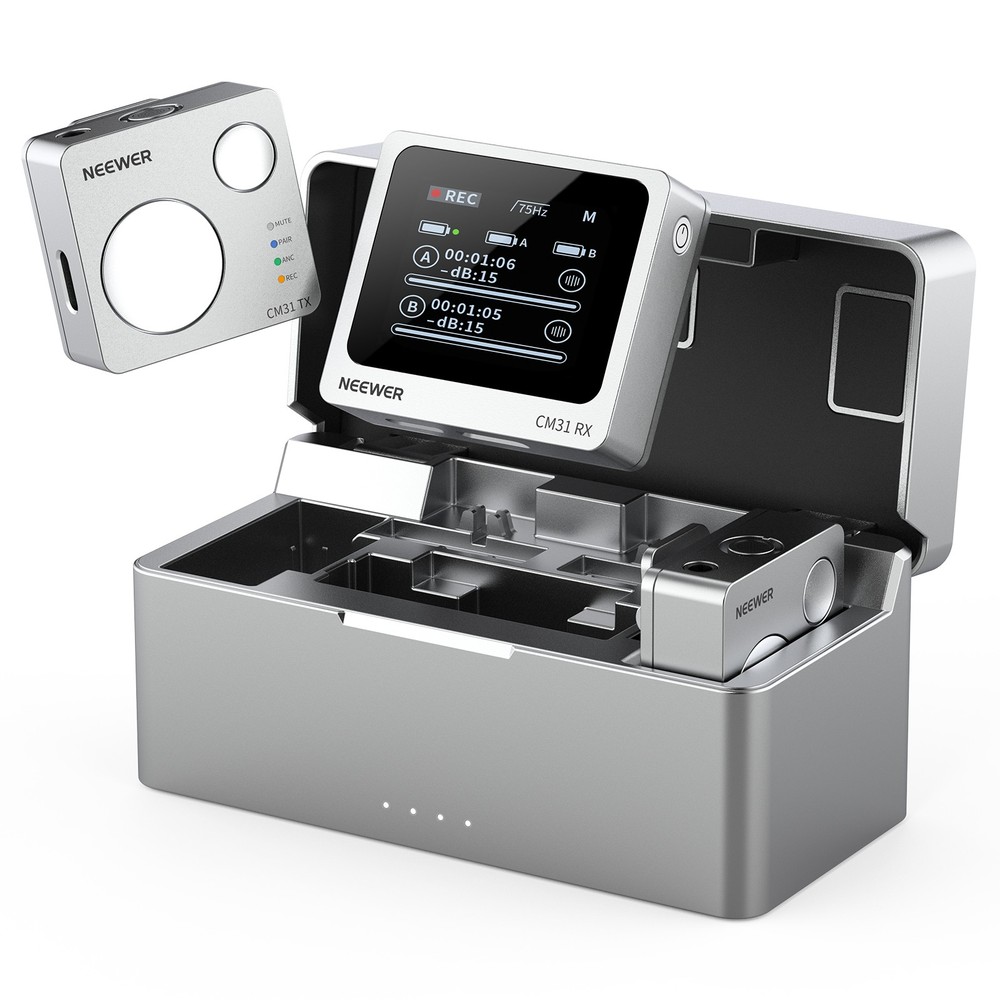 NEEWER CM31D Wireless Mic - 8GB, 820ft, 48KHz, for iPhone/Android/PC