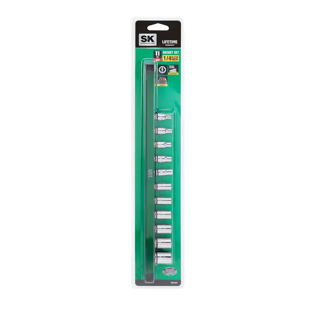 1/4" Drive, 6 Point, SAE, Standard Chrome Socket Set-11 Piece